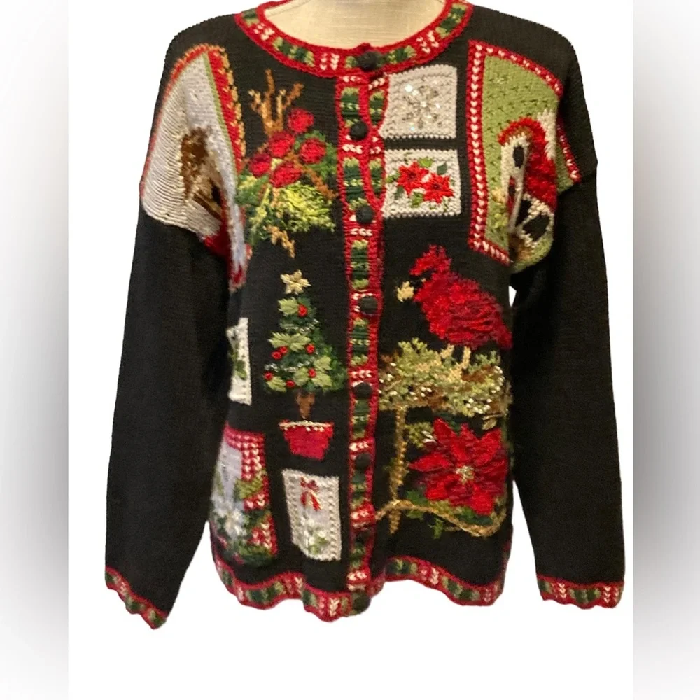 Tiara International Knit Cardinal Cardigan Sweater Large_3